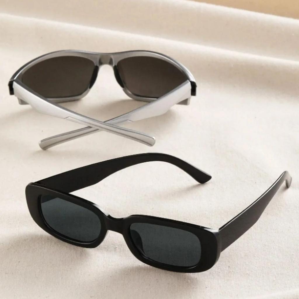 2PCS Retro Style fashion Cat Eye Women's Sunglasses Combination Y2K Cool Trend Street Party Holiday Decoration Glasses Men