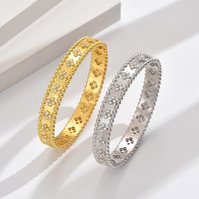 20.26 Million Flower Tube Jewelry Four-leaf Clover Bracelet Plated 18K Gold Diamond Bracelet Exquisite Jewelry
