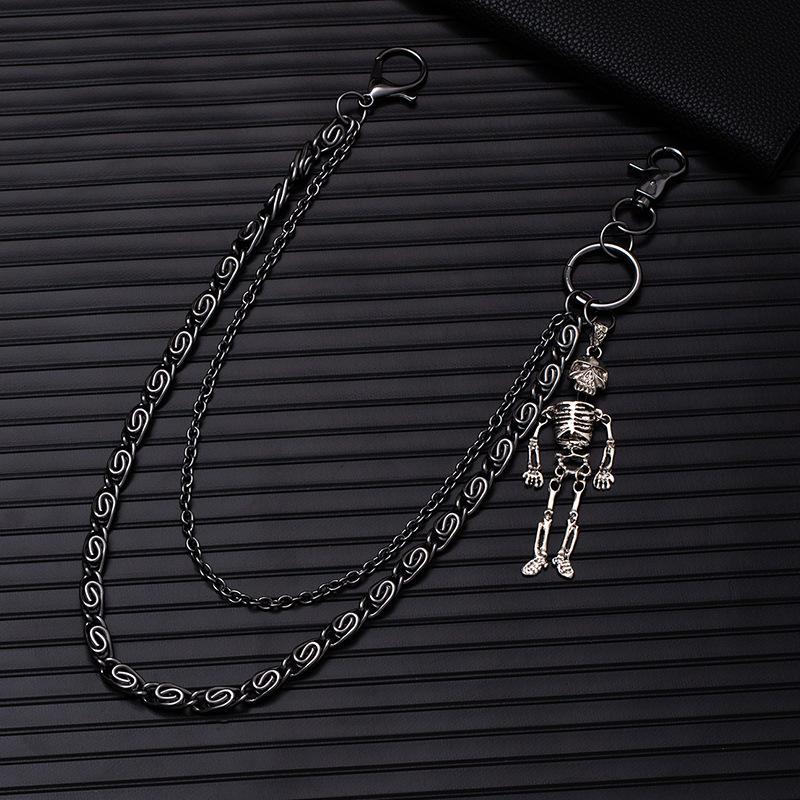 Tide Cool Style Punk Pants Chain Pendant Gun Black Double Layer Personality Chain Waist Chain Fashion Trend Hip Hop Pants Accessories