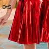 Women Skater Skirt High-Waisted Shiny Metallic Patent Faux Leather Texture Party Skirt Slimming Versatile Mini Skirt