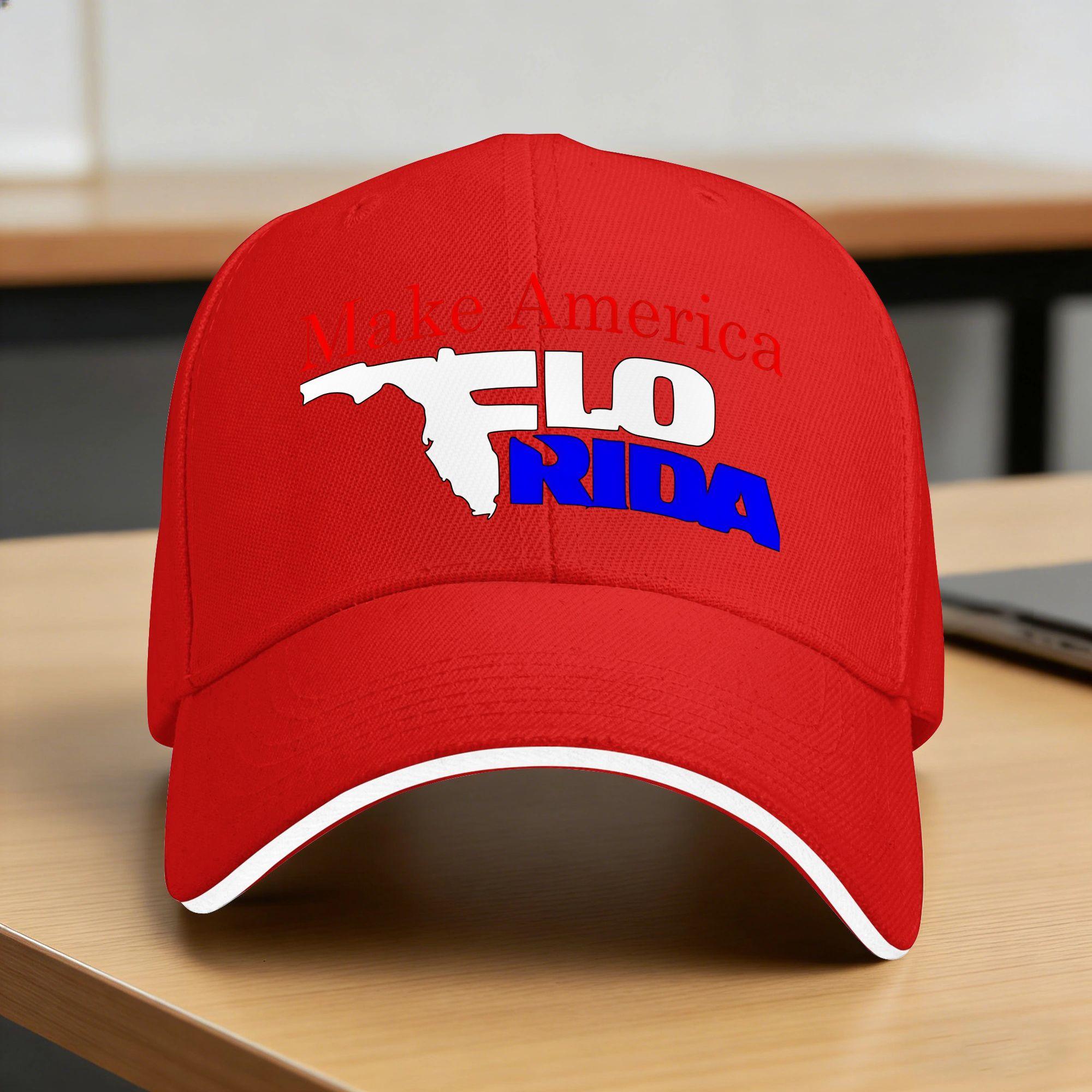 Flo Rida Baseballkappe Outdoor-Sport Sonnenschutz Trucker-Hut Unisex-Teens Mode Design Baseballkappen One Size red