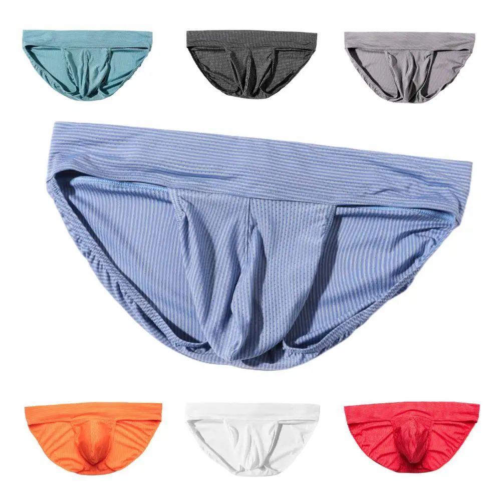 Herren Sexy Nadelstreifen Stretch Unterwäsche Komfort Atmungsaktiv Hauteng Unterhose Slim-Fit Mehrfarbig Slips