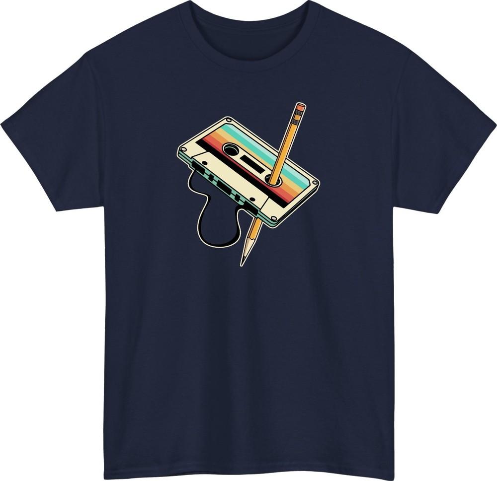 80s 90s Cassette Tape with pencil TShirt vintage music Vintage Unisex Tee