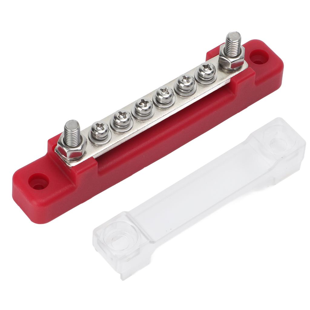 6 Terminal Distribution Block Bus Bar with PC Protection Cover M4 Screws M6 Binding Post for Cars Bo