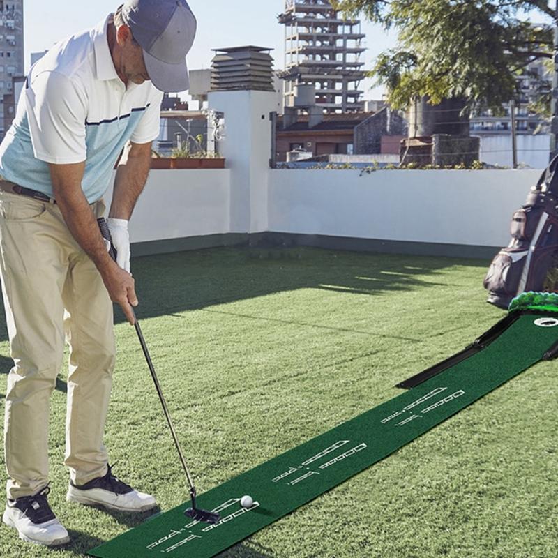Authentic Golf Putting Practice Mat Automatic Ball Return and Direction Line for Real Green Feel Indoor Outdoor Training
