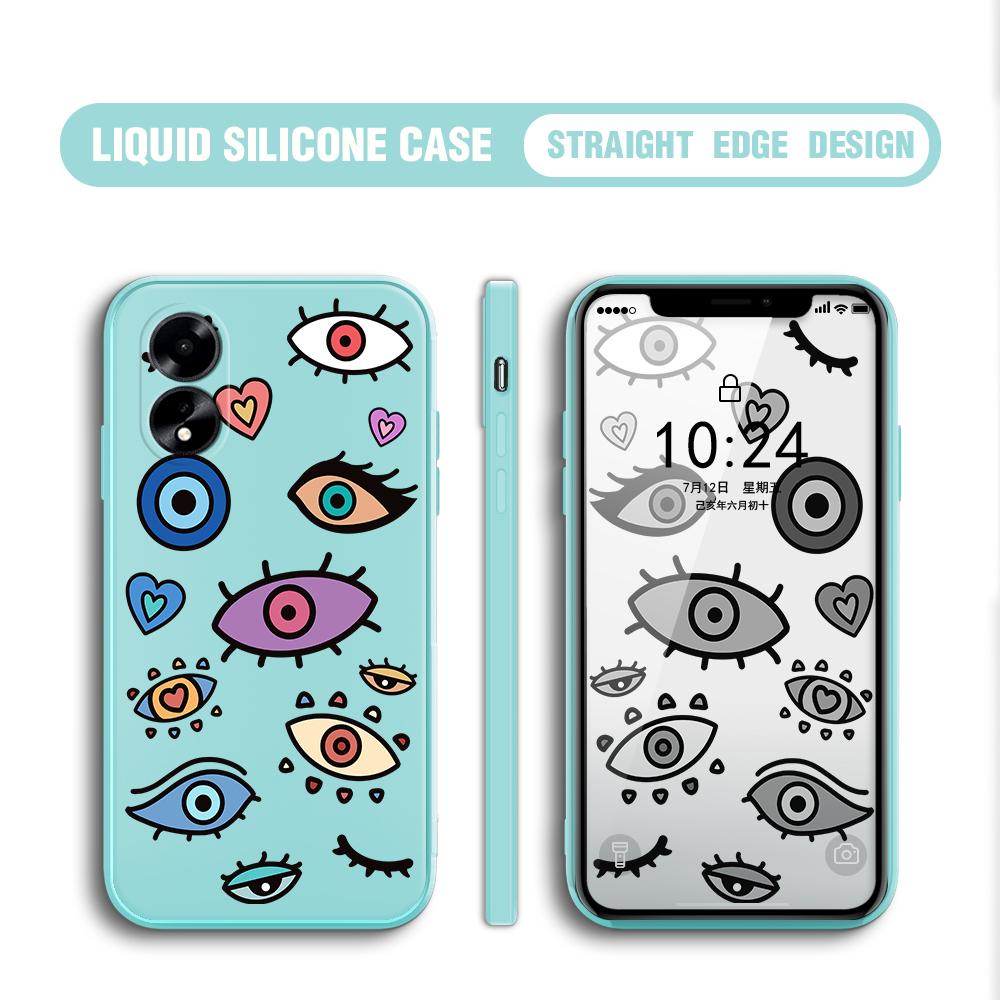 For OPPO A60 A18 A38 A52 A53 A96 A76 A36 A78 A98 Realme C30 C31 C33 C35 C55 C65 C67 Creative Eyes Design Soft Full Lens Protect Phone Case