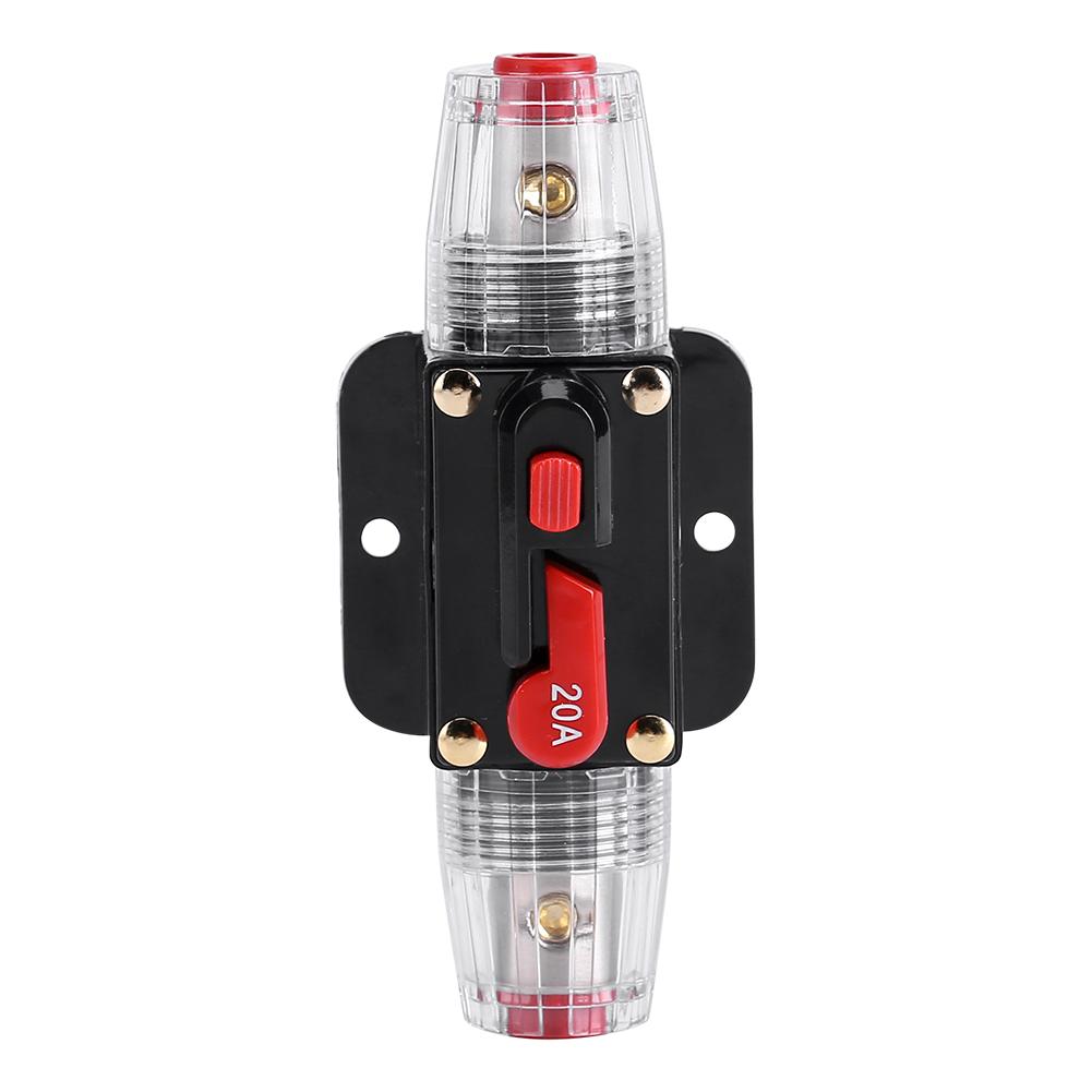 DC12V-24V Car Circuit Breaker Reset Inline Fuse Inverter Audio/Video System Protection (20A)