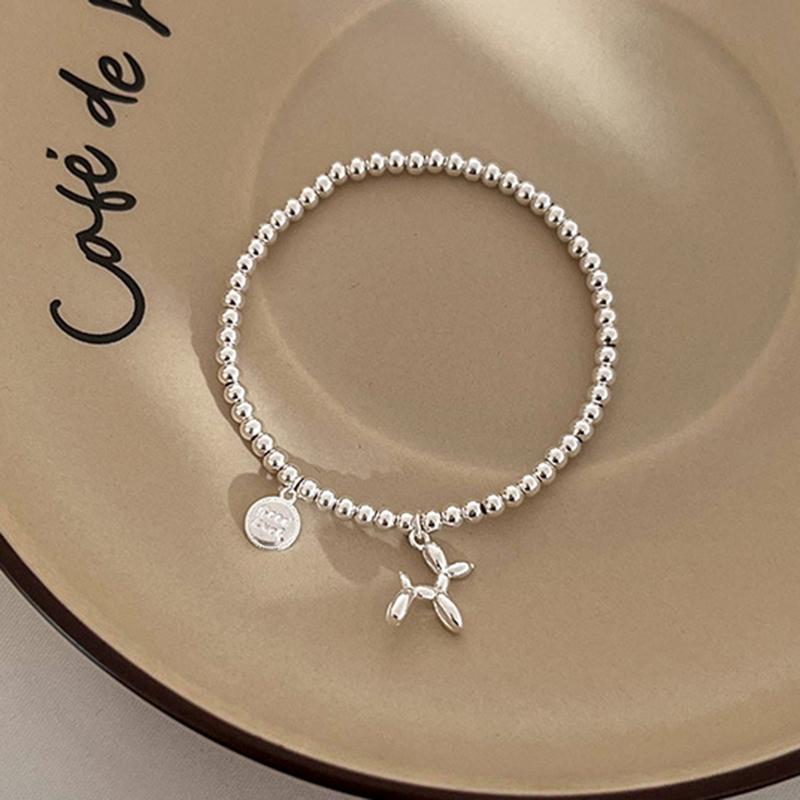 Y2K Creative Cute Balloon Dog Bracelets for Women Beads Chain Ladies Bracelet Jewelry Sweet Couples Fashion Elastic Rope Metal