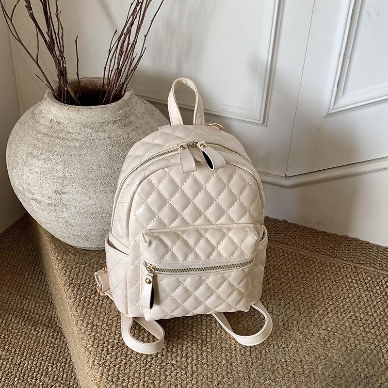 

Niche fashion backpack women s winter high value simple casual rhombus backpack білий