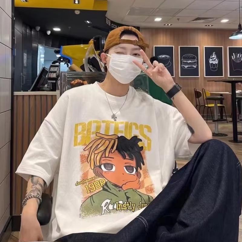 2026 Hot Sale American Street Fashion Style Anime T-shirt Y2K Men Women Fashion Trendy T-shirt Casual Loose Short Sleeve Crew Neck Summer Tops