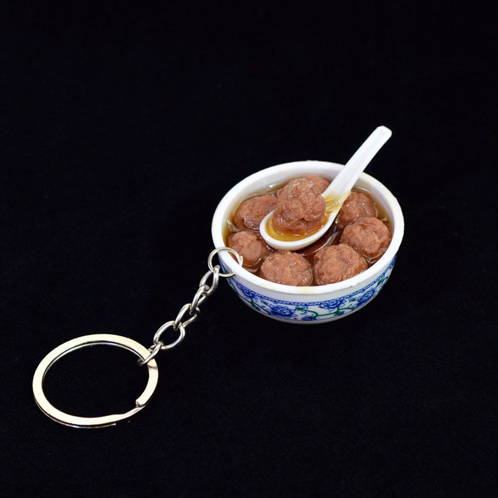 Buckle Mini Bowl Food Keychain Key Ring Simulation Chinese Food