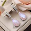 Fashion Water Drop Ice Crack Crystal Dangle Earrings For Women Wedding Rose Gold Color Cubic Zirconia Jewelry