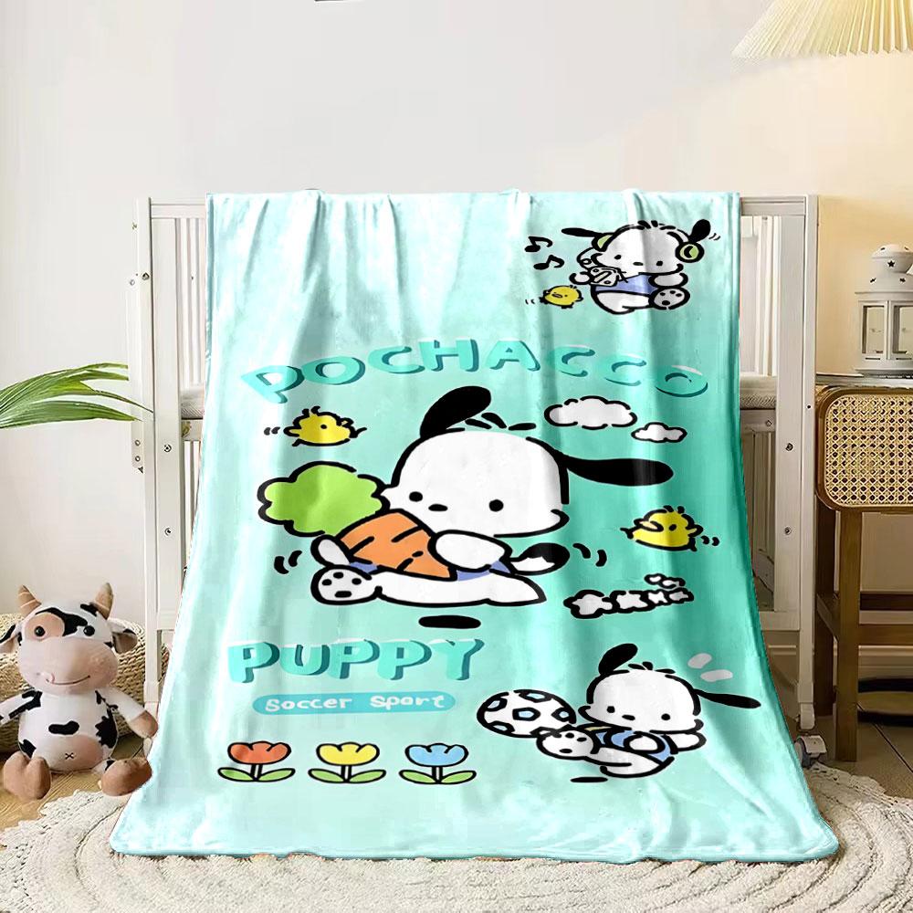 A playful puppy with a carrot, soccer ball, music, chicks, and flowers. for all seasons blanket lunch break throw gift 80cm x 120cm