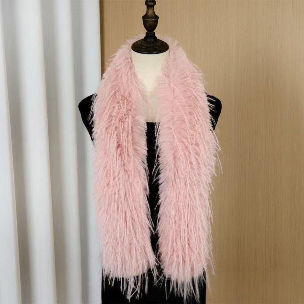 Imitation Mink Fur Plush Long Strip Scarf Thick Fluffy Soft Shawl Ladies Tassels Scarf Outdoor