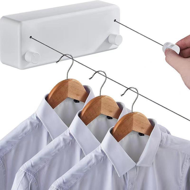 Invisible Retractable Clothes Drying Rack No Drill 304 Stainless Steel Wire for Balcony Bathroom Indoor Outdoor with Aluminum