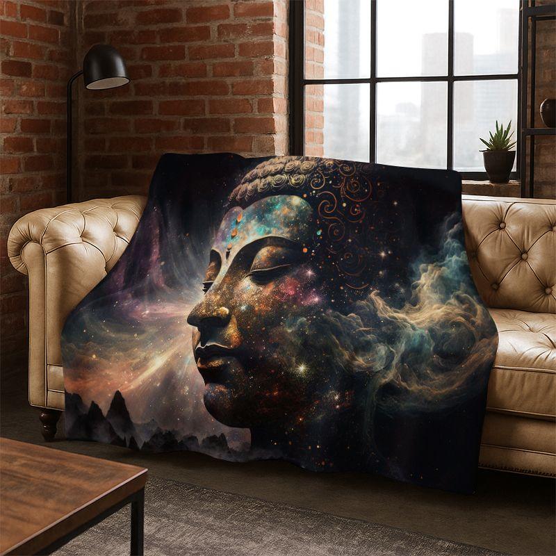 Buddha Shakyamuni Faith Cartoon Flannel Blanket Soft Warm Throw Blanket for Bedroom Living Room Bed Travel Camping Picnic Gift