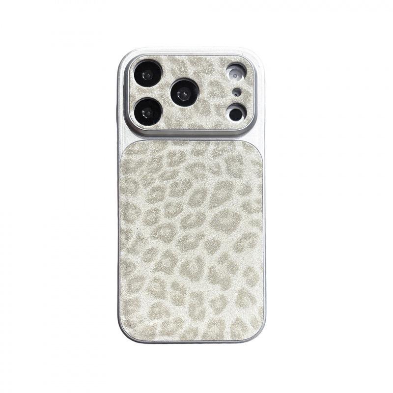 Leopardenmuster Glitzer Lederhülle für iPhone 17/16 Pro Max - Trendig & Stilvoll