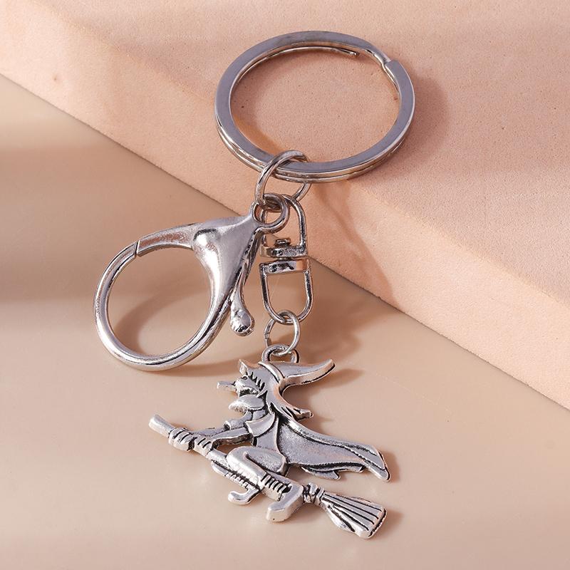 Fashion Stainless Halloween Keychain Charms Witch key Rings for Men Women Handbag Pendants DIY Handmade Holloween Jewelry Gifts