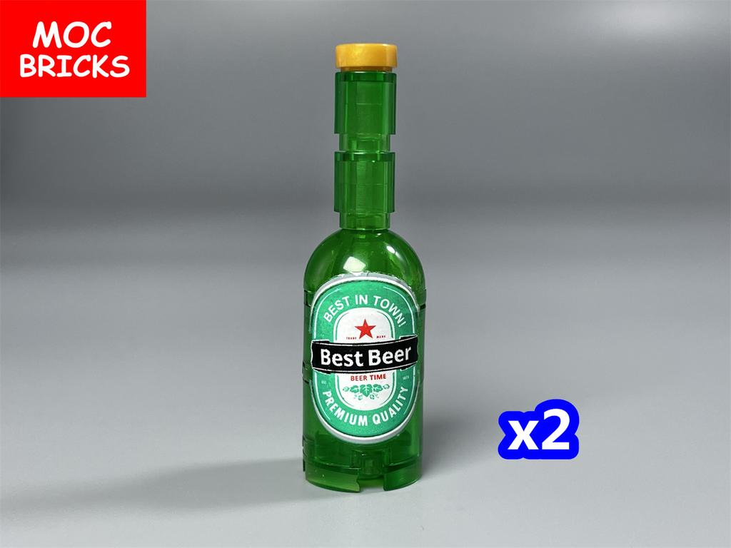MOC Bricks DIY City Figures Parts Wine Drink Bottle Cup Building Block Mini Printed Bricks 95228 Supermarket Friends Toys