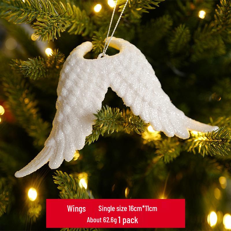 Angel Wing High Heel Christmas Ornaments with Snowflakes and Feathers, White Resin