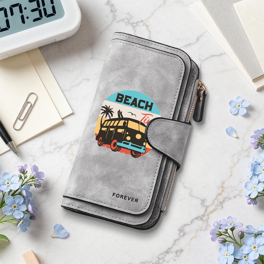 Beach Pattern Wallet Forever Retro Leisure Fashion Multi-card Slot Portable Daily Use Purse