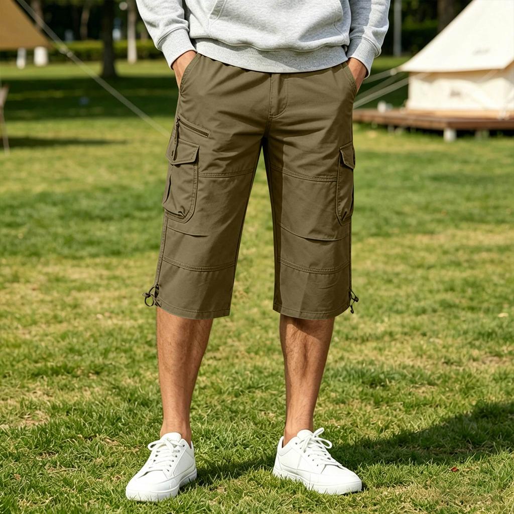 Pantaloni Capri da Uomo a Vestibilità Larga con Tasche Multiple Pantaloni Sette Ottavi Leggeri per Uso Esterno e Quotidiano
