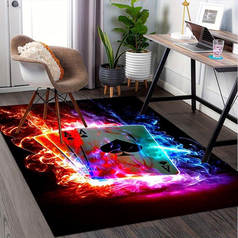"Flaming Ace of Spades Playing Cards - Neon Poker Deck"Office Mat Home Decor Office Desk Chair Carpet for office ph80