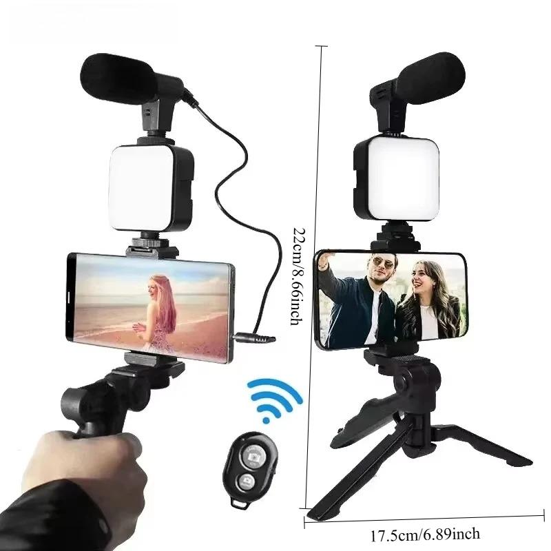 Smartphone Tripod with Mini Mic, LED Fill Light for TikTok YouTube