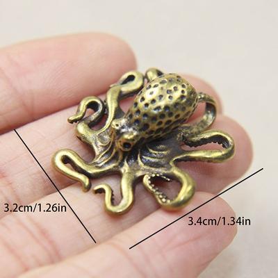 Antique Octopus Home Decoration Brass Copper Animal Figurines Miniatures Desk Ornament Accessories Creative Table Craft