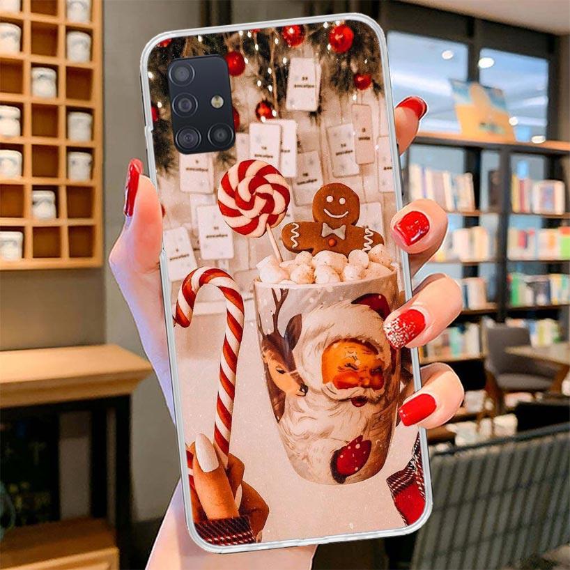 Winter Coffee Christmas Cover Phone Case For Samsung Galaxy A12 A22 A32 A52 A72 A02S Phone Case Note 20 Ultra 10 S10 Plus A51 A7