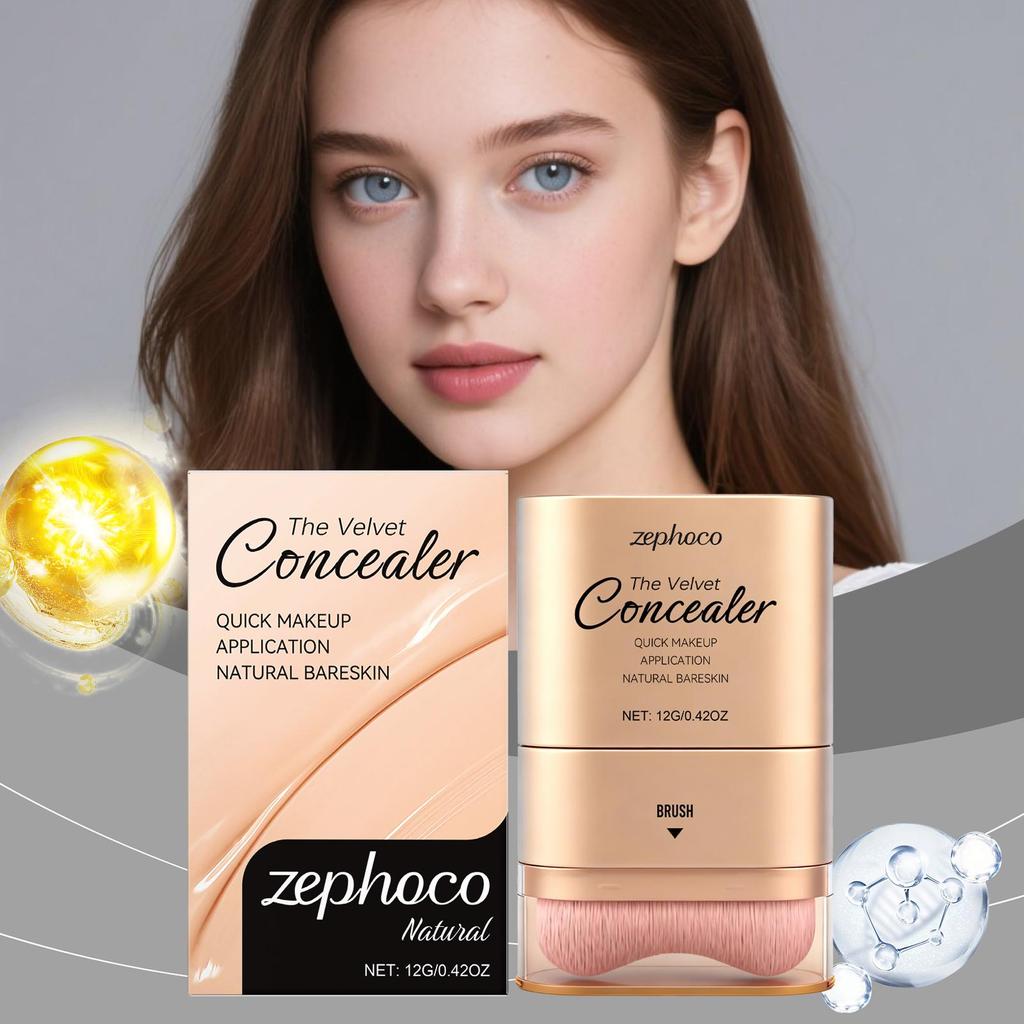 Zephoco Concealer Foundation Stick Natural Color Lightweight Hydrating Buildable Coverage For Daily Makeup Velvet Finish 1PC