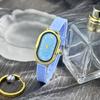 Silicone Watch Oval Diamond-encrusted Thin Strap Silicone Niche Quartz Watch
