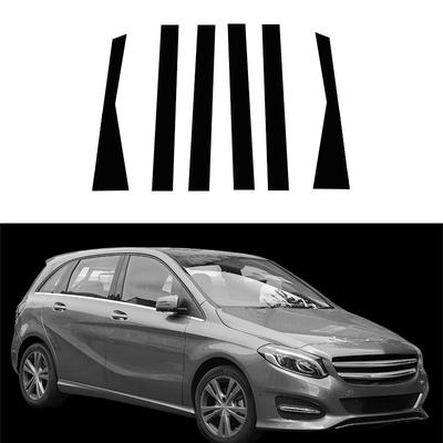 6 sztuk słupki samochodowe dla mercedes-benz klasy B W246 2012-2019 czarny błyszczący drzwi okno osłona wykończeniowa naklejki akcesoria do stylizacji