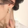 17KM Elegant Artificial Pearl Cross Earrings for Women Korean Gold Zircon Stud Earring Fashion Jewelry Accessories