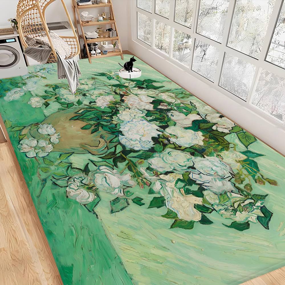 Van Gogh Oil Paintings Floor Mat Anti-slip Absorb Water Long Strip Cushion Bedroon Mat Alfombra