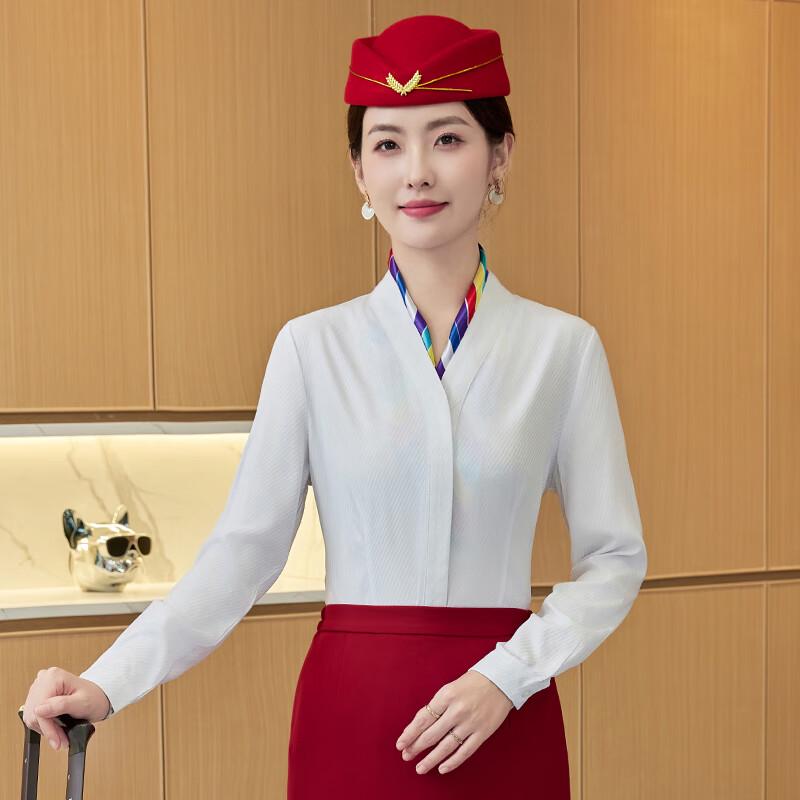 Women s Professional V-Neck Long Sleeve Shirt Uniform M