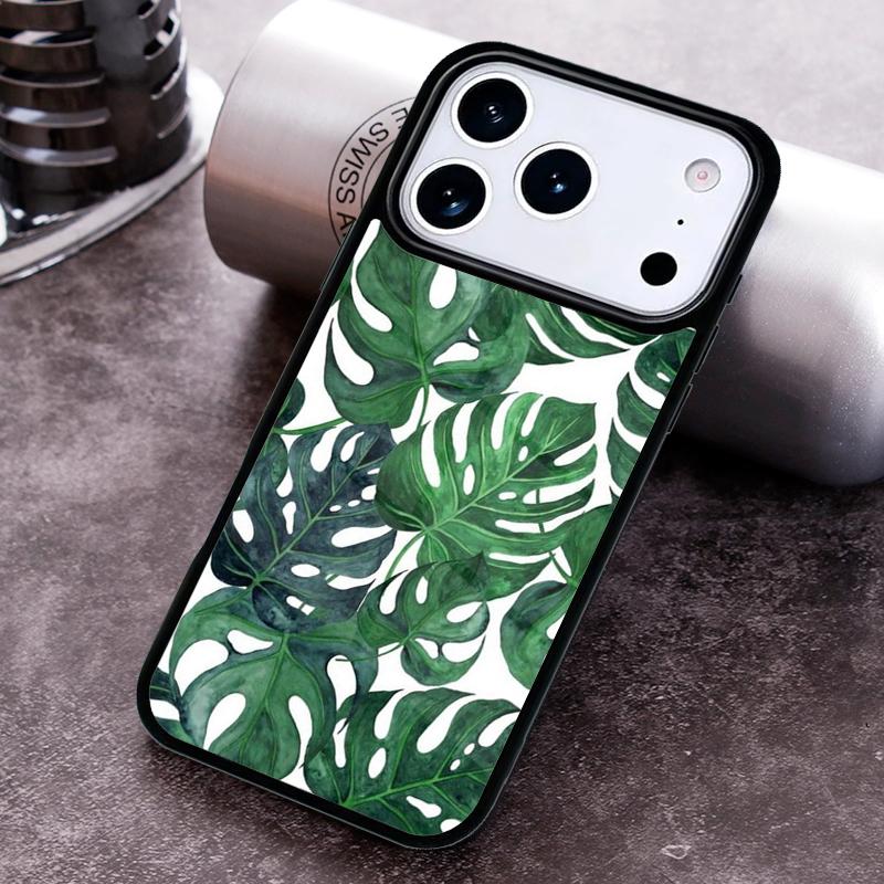 Monstera Flower Tropical Green Leaves print Phone Case for iPhone 17 16 15 Pro Max Air 14 13 12 11 Plus Shockproof Capa Cover