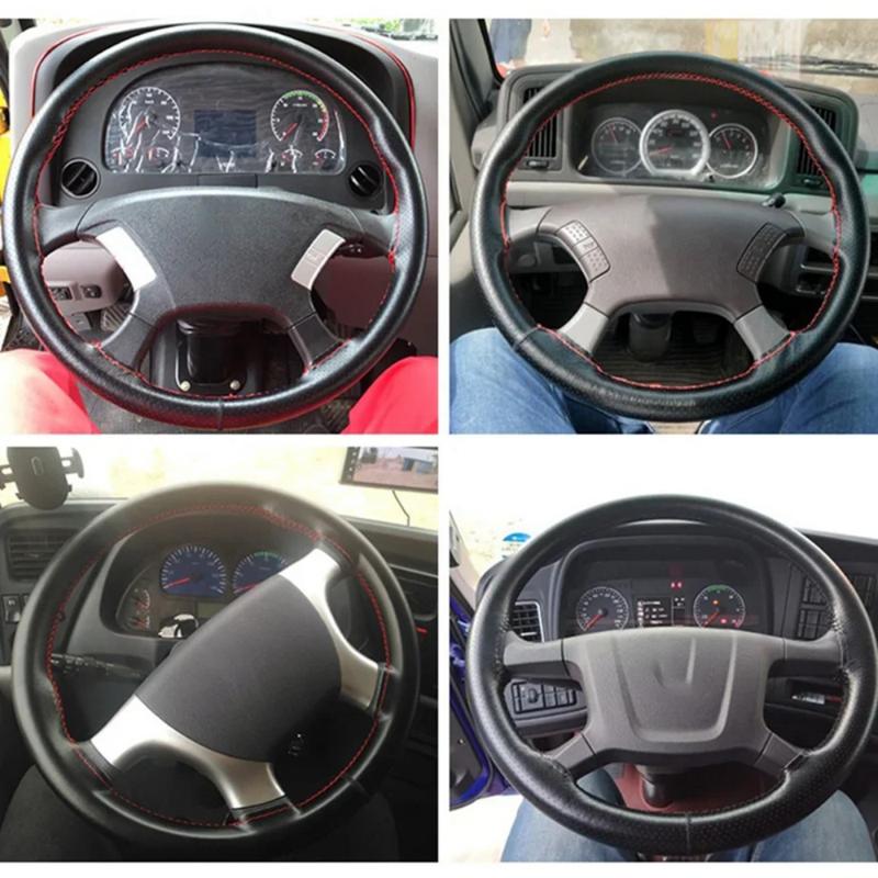 Car Truck Bus Diameter 42/45/47/50CM Steering Wheel Cover Quality Microfiber Leather With Needle Thread Non-slip Car Accessories