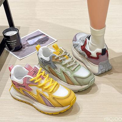 Modische und vielseitige Dad-Schuhe mit dicker Sohle für den Herbst, neue atmungsaktive Mesh-Freizeitsportschuhe zum Schnüren für Damen