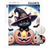 Halloween Black Cat with Hat Pumpkin Pearl Painting Art Full Pearl Handmade Diy Home Decorations