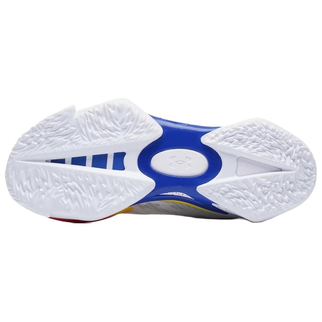 Under Armour CURRY SERIES 7 Fabric Abrasion Resistant Breathable Low top Basketball Shoes Unisex White Blue 3027983-100