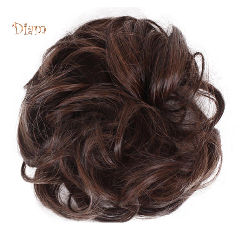 Diamo Women Hair Bun Extension Wavy Curly Messy Donut Chignons Wig Hairpiece