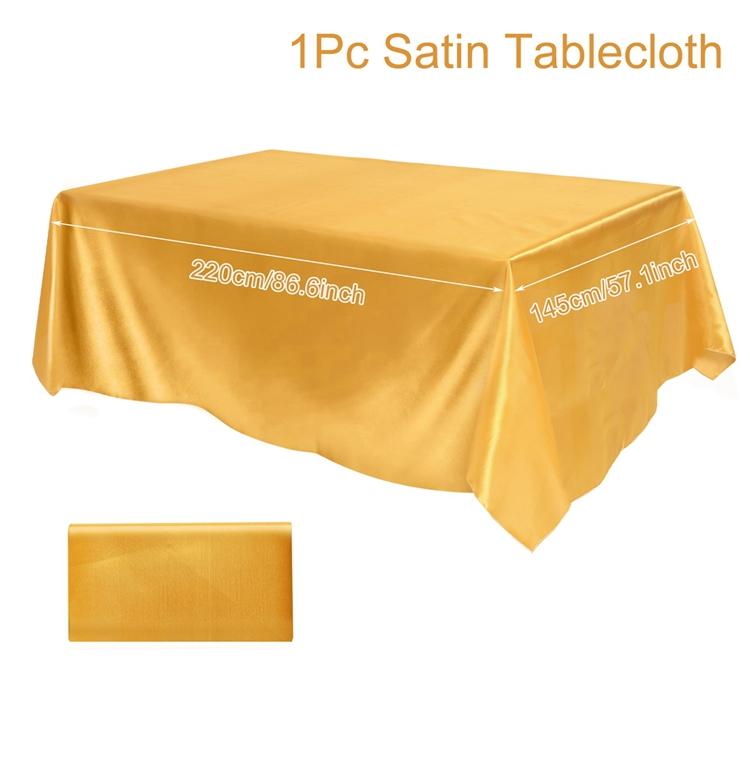 Satin Tablecloth For Wedding 145x220cm Bright Smooth Silk Table Cover for Wedding Banquet Anniversary Dining Table Decor