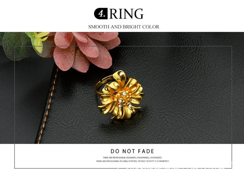 Dubai 24K Gold Bridal Jewelry Set: Necklace, Ring, Earrings, Bracelet