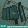24 Bone Fully Automatic Rain Umbrella Uv Protection Sunshade Umbrella 3-Stage Folding Sunscreen Black Film Sunblock Umbrella
