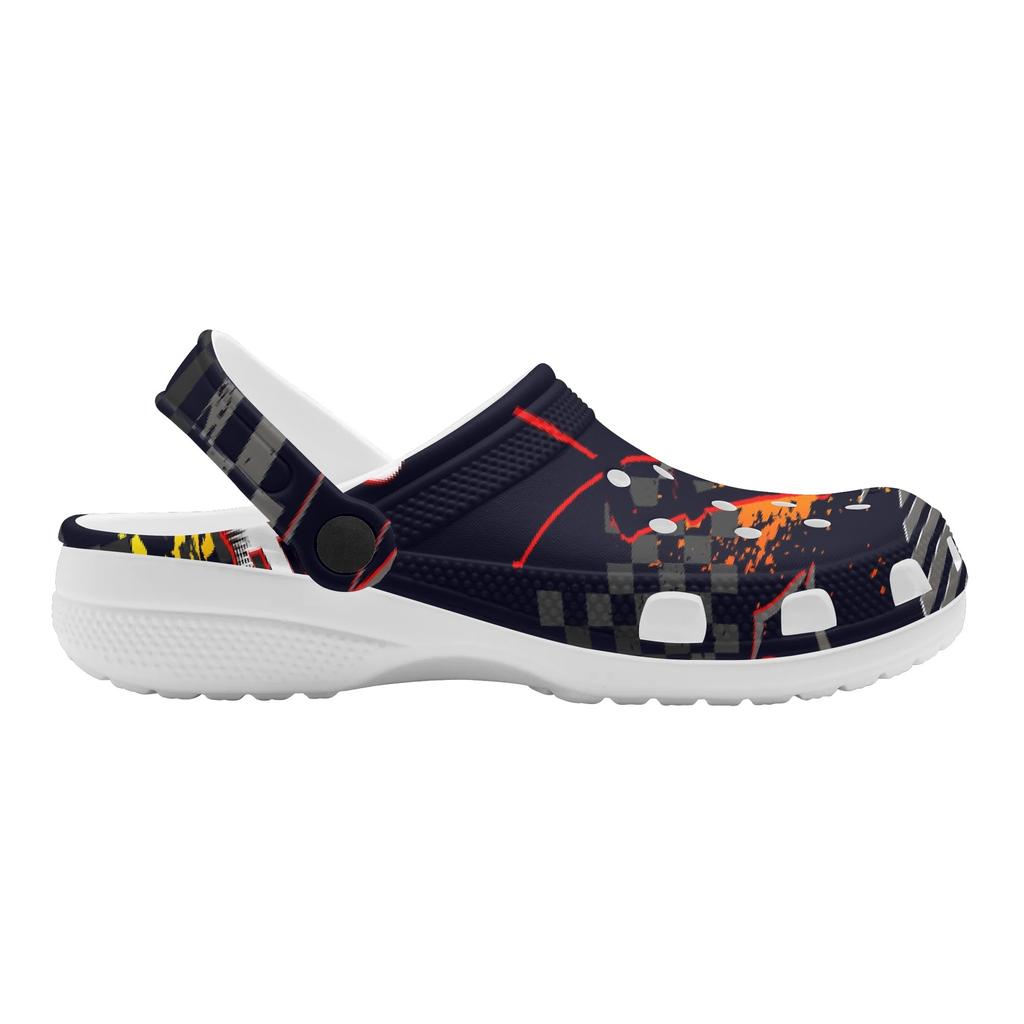 White EVA Clogs with Colorful Print Women Men Breathable Slip On Garden Shoes Beach Pool Bathroom Home Sandals Casual Walking