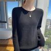 Women's Genuine Cashmere Seven-Gauge Thick Saddle Shoulder Round Neck Loose Solid Color Knit Sweater Base Layer