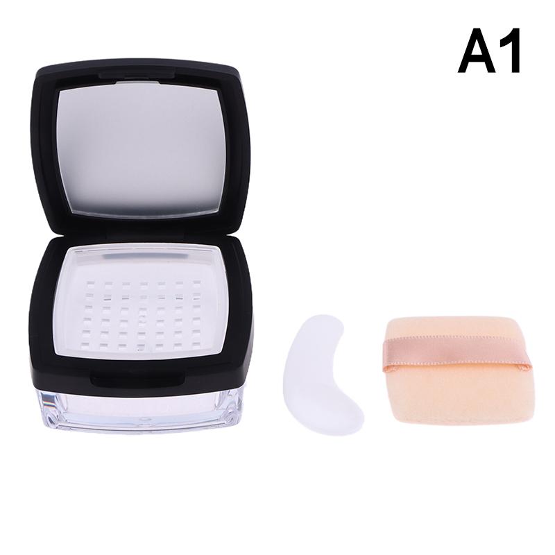 Portable Mini Powder Box Empty Sieve Loose Powder Pot Box With Powder Puff Mirror Cosmetic Travel Makeup Jar Sifter Container