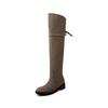 4CM European and American fashion simple knee boots 2025 autumn and winter new round head thick heel folded high knight boots women