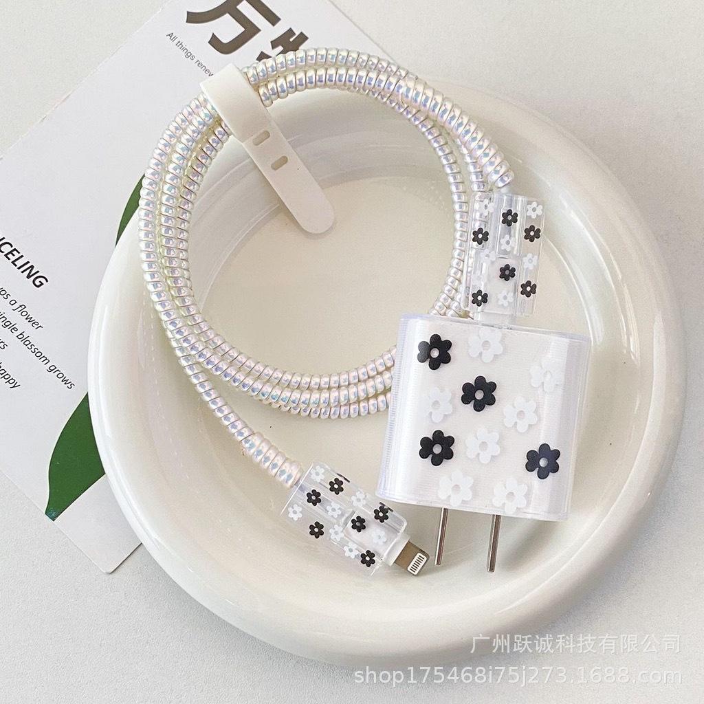 Geeignet für Apple Datenkabel Schutzhülle Ladegerät 20W Schnellladung bruchsicher Kabelaufwickler Niedliches Blume Tier Fortgeschritten